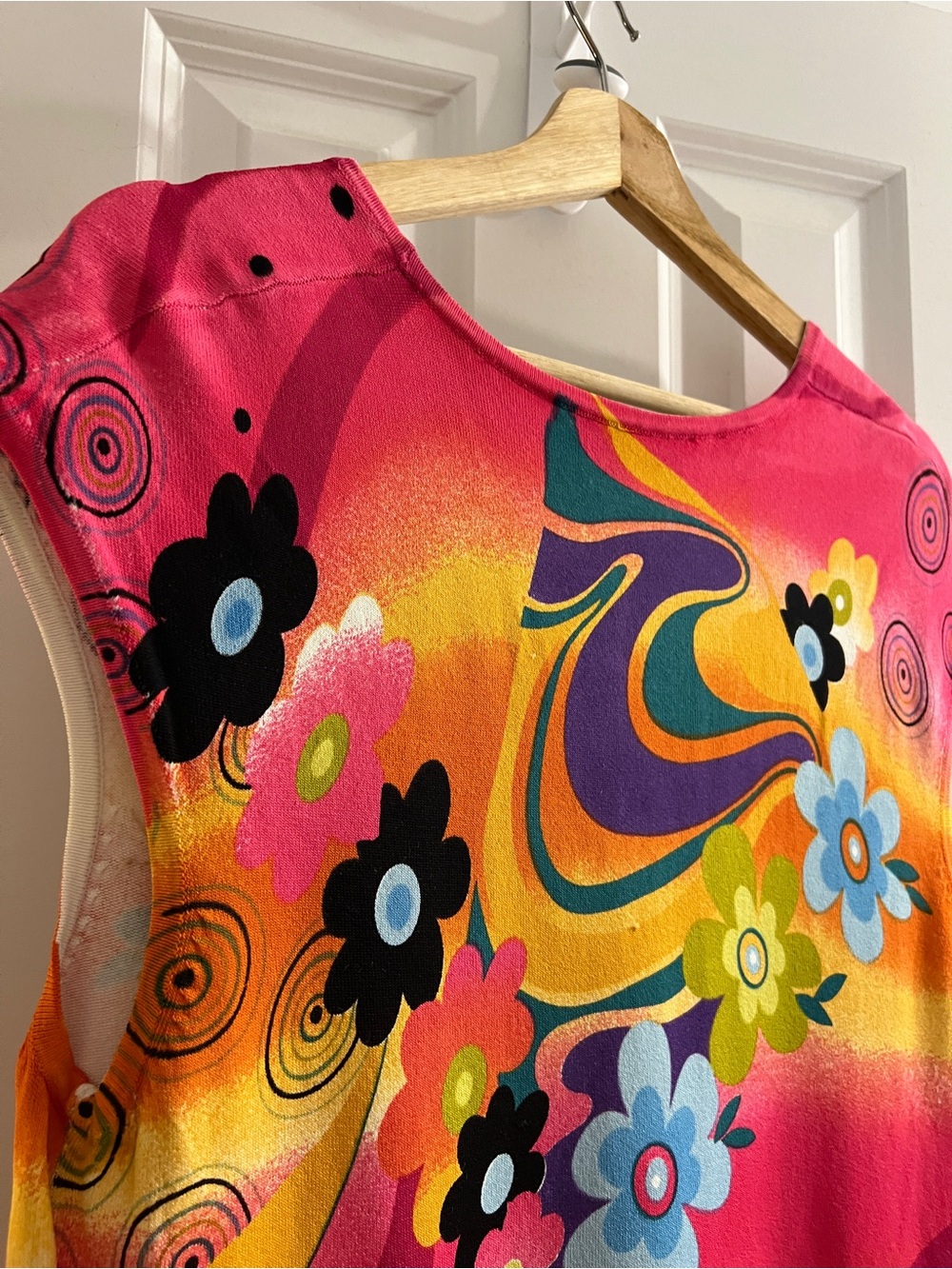 Y2K Michelle Nicole Bright Floral Scoop Neck Tank Blouse Rayon -XL - Picture 6 of 8